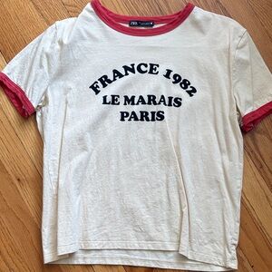 Zara Beige and Red France Tee
